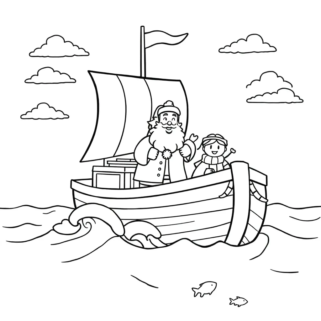 Sinterklaas Feestelijke Reis Culturele Traditie Creatief Inkleuren Kinderen coloring page for childr