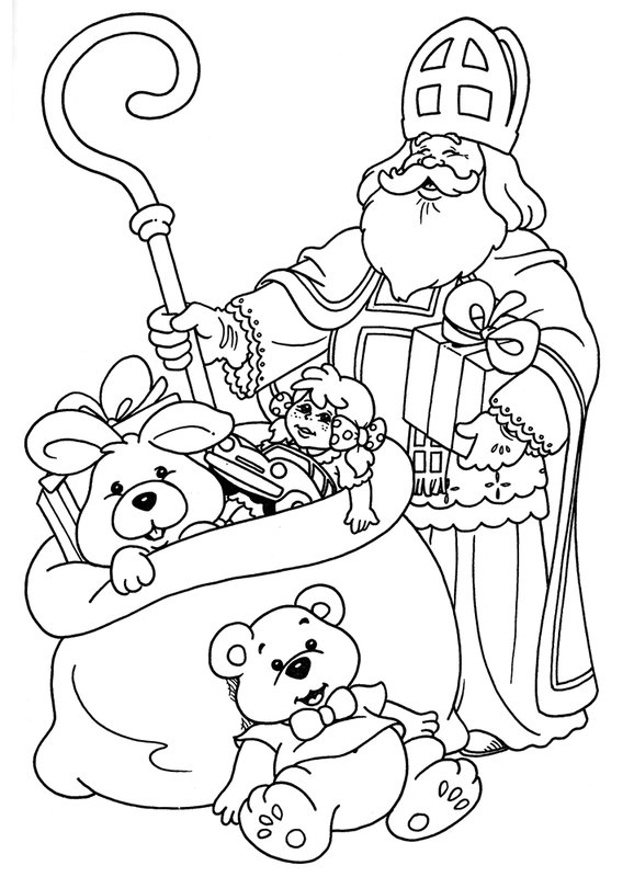Sinterklaas Grote Zak Cadeautjes coloring page for children