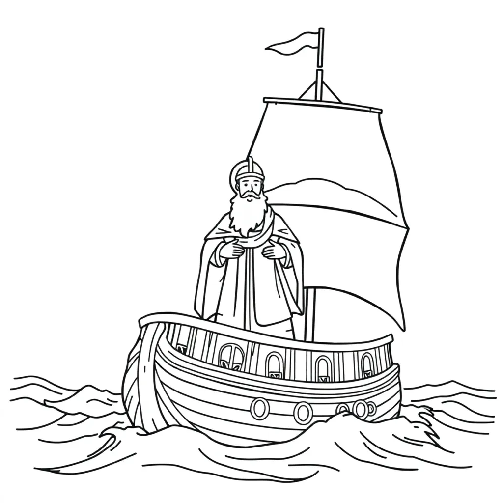 Sinterklaas Maritiem Avontuur Westerse Traditie Feestdagen coloring page for children