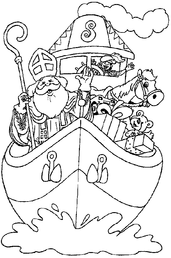 Sinterklaas Op De Stoomboot coloring page for children