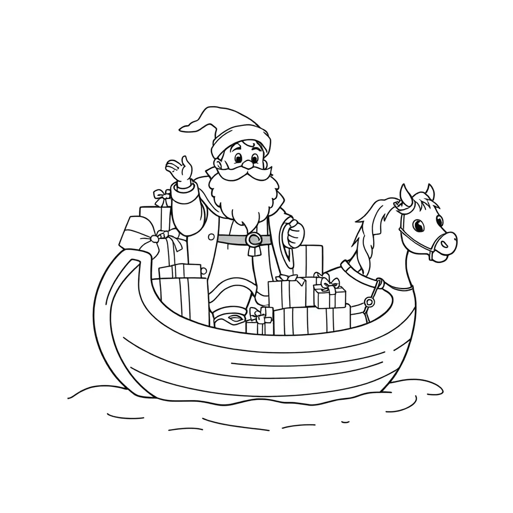 Sinterklaas Op De Stoomboot Kleurplaat coloring page for children