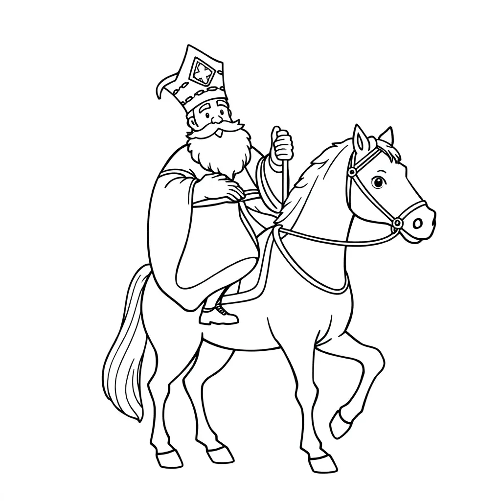 Sinterklaas Paard Feestelijk Traditie Kinderen coloring page for children