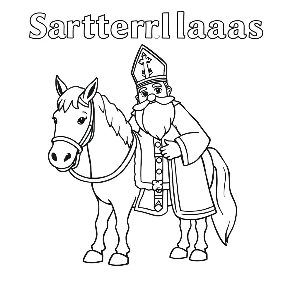 Sinterklaas Paard Sinterklaasjournaal Feestelijk Traditioneel coloring page for children