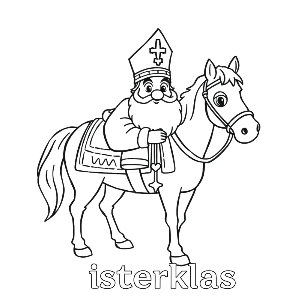 Sinterklaas Paard Sinterklaasjournaal Feestelijk Traditioneel coloring page for children