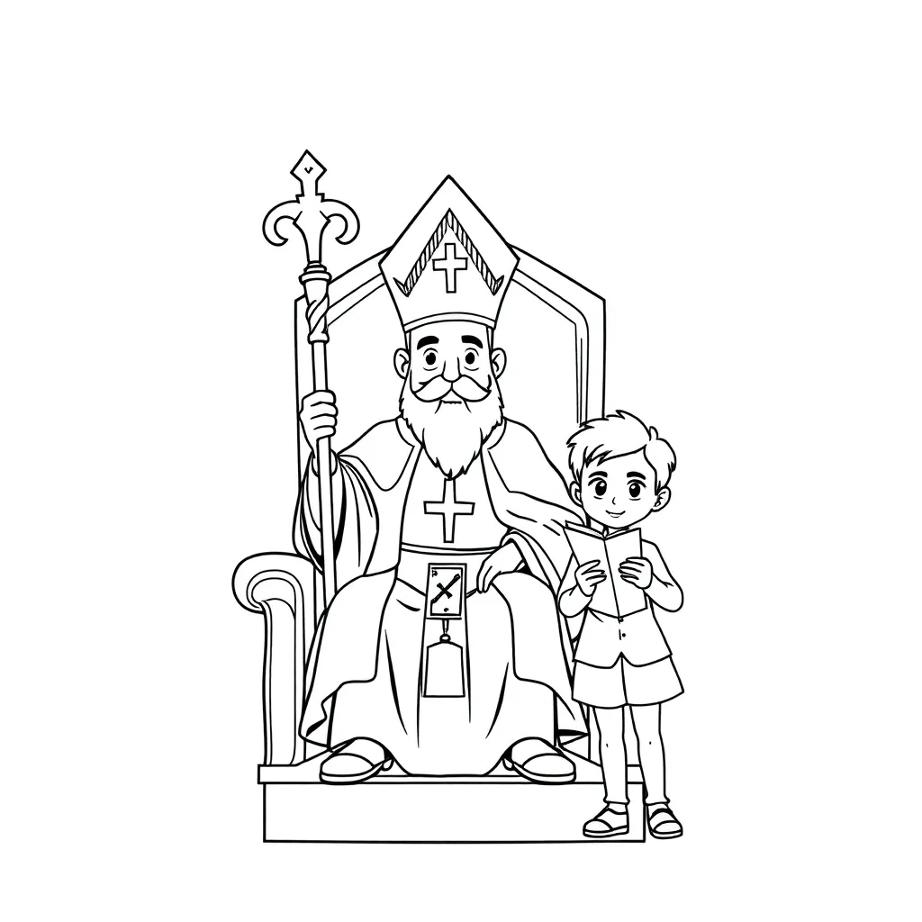 Sinterklaas Traditioneel Nederlands Bisschop Feestdag coloring page for children