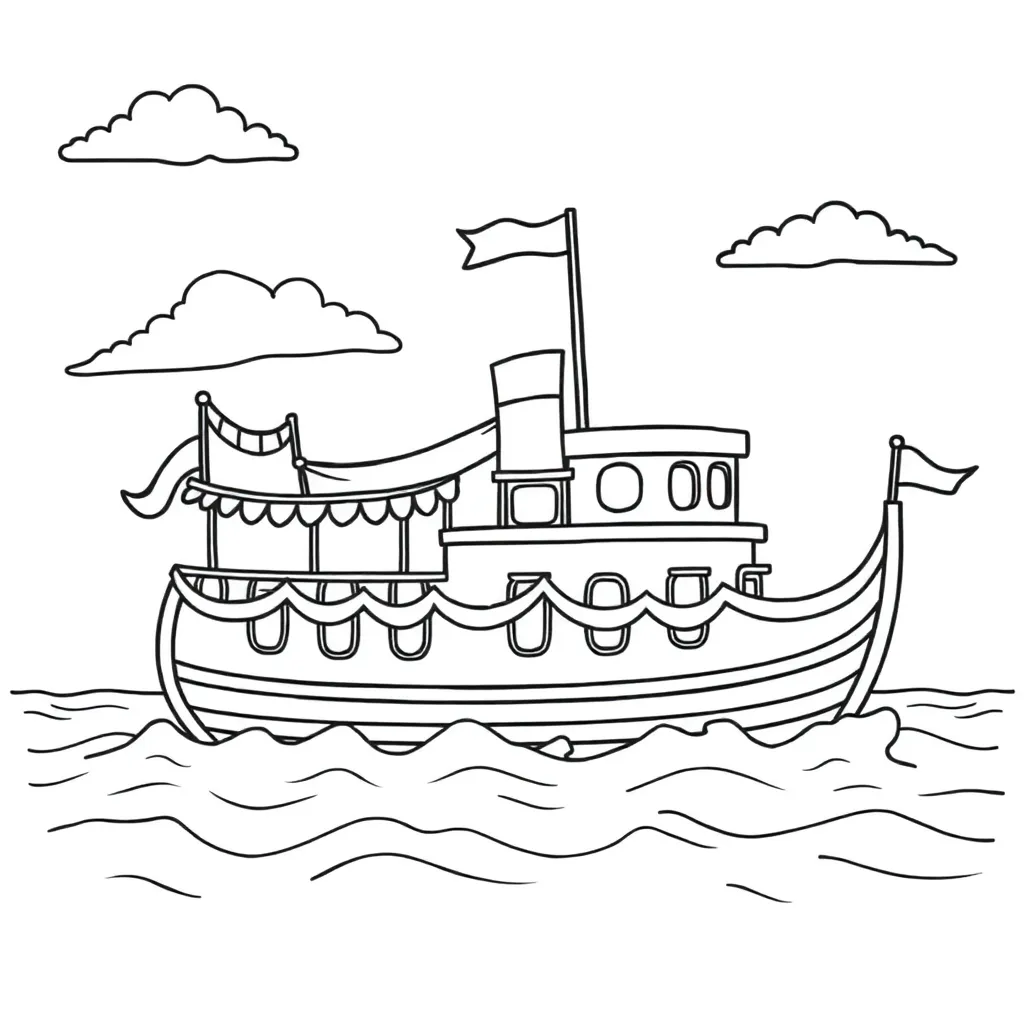 Sinterklaasjournaal Stoomboot Feestelijk Sinterklaas Creatief coloring page for children