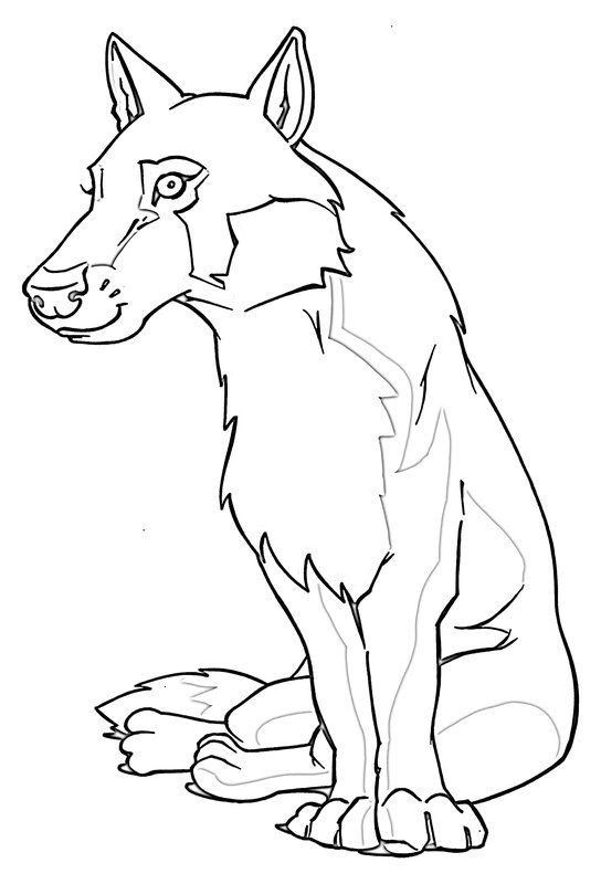 Sitting Wolf coloring page for children