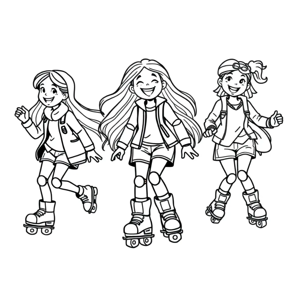 Skeeleren Meisjes Dynamiek Energie Avontuur coloring page for children