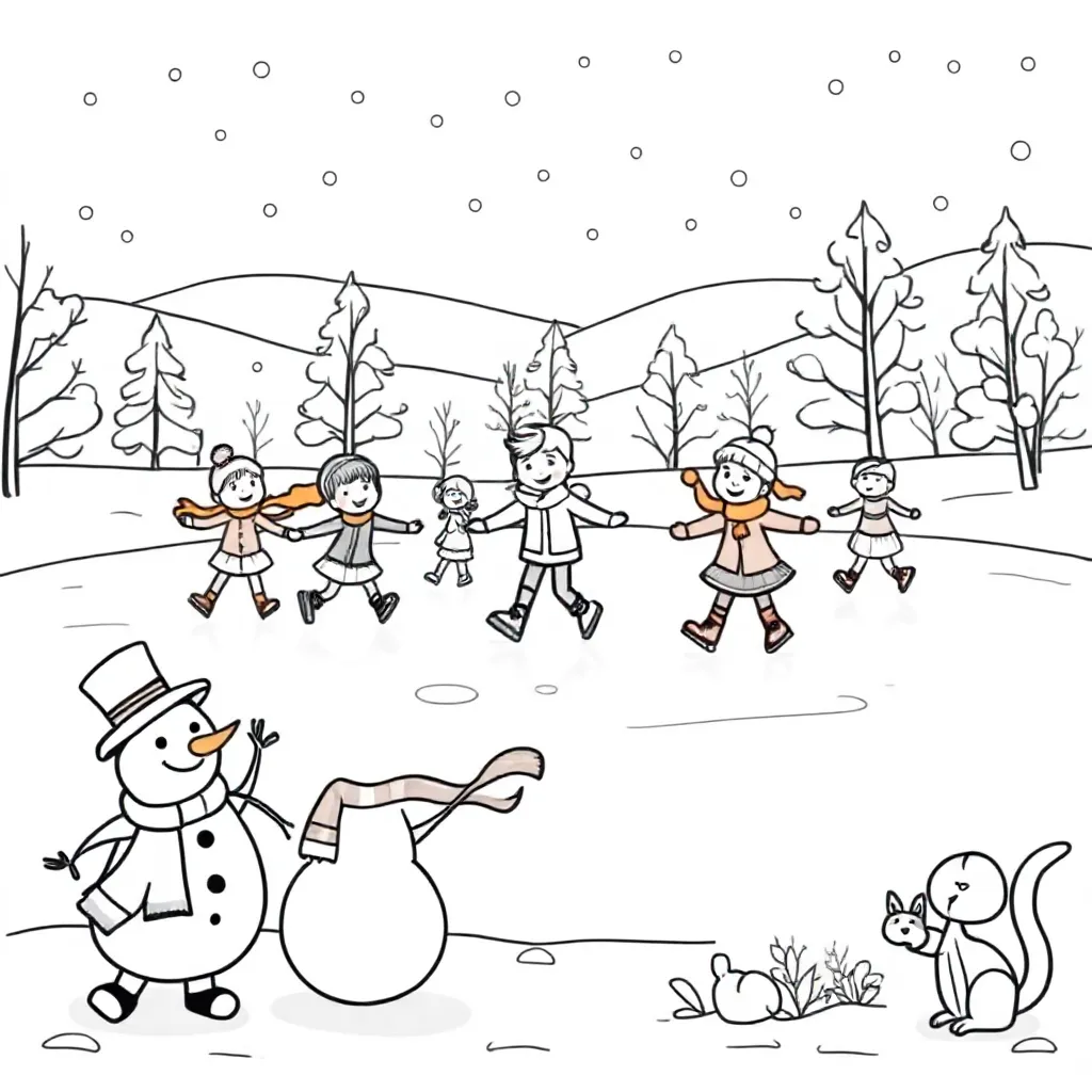 Sneeuw Schatsen Winter coloring page for children