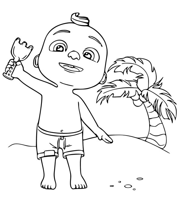 Sommer Kleiner Junge am Strand coloring page for children