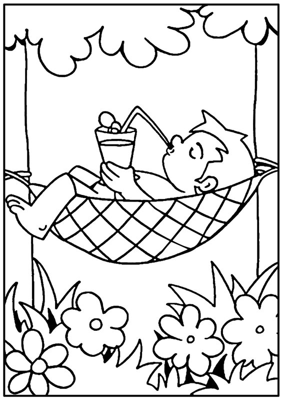 Sommerjunge In Hangematte coloring page for children