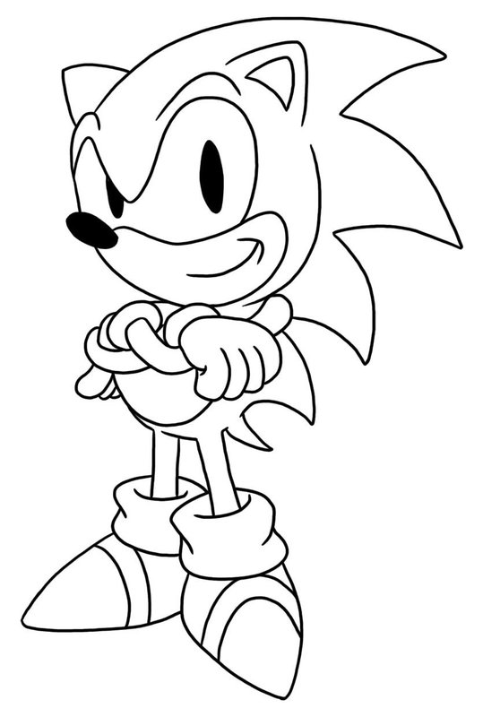 Sonic Arms Crossed coloring page for children