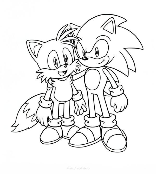 Sonic En Tails coloring page for children