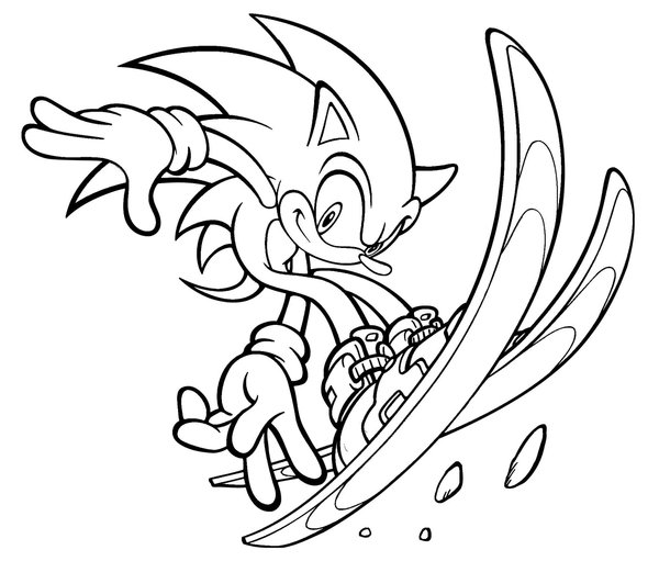 Sonic Skiing coloring page for children