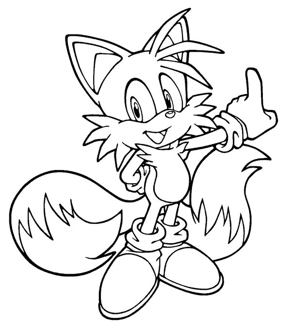 Sonic Tails coloring page for children