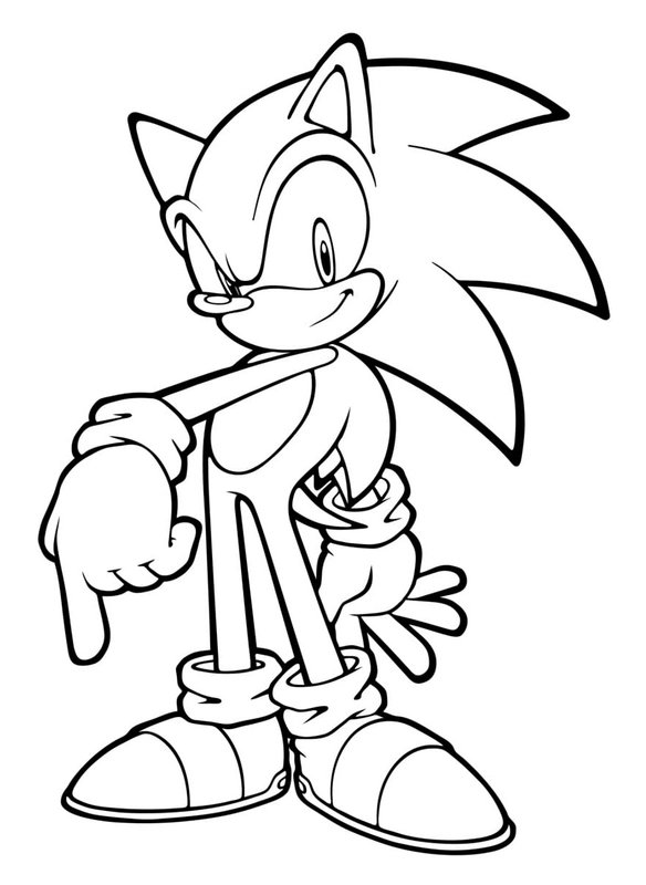 Sonic zeigt nach unten coloring page for children