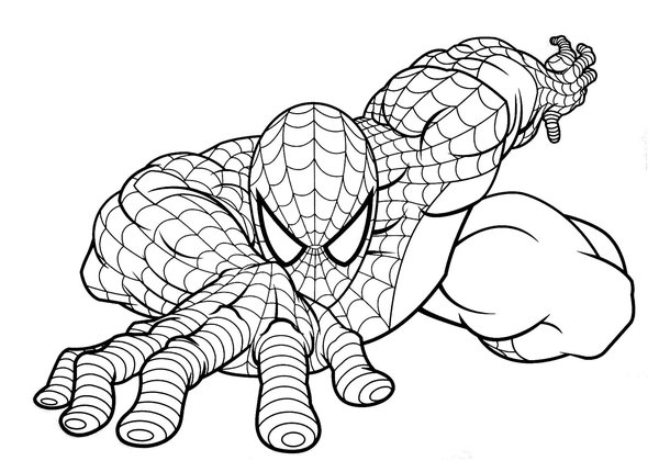 Spiderman Crawling coloring page for children