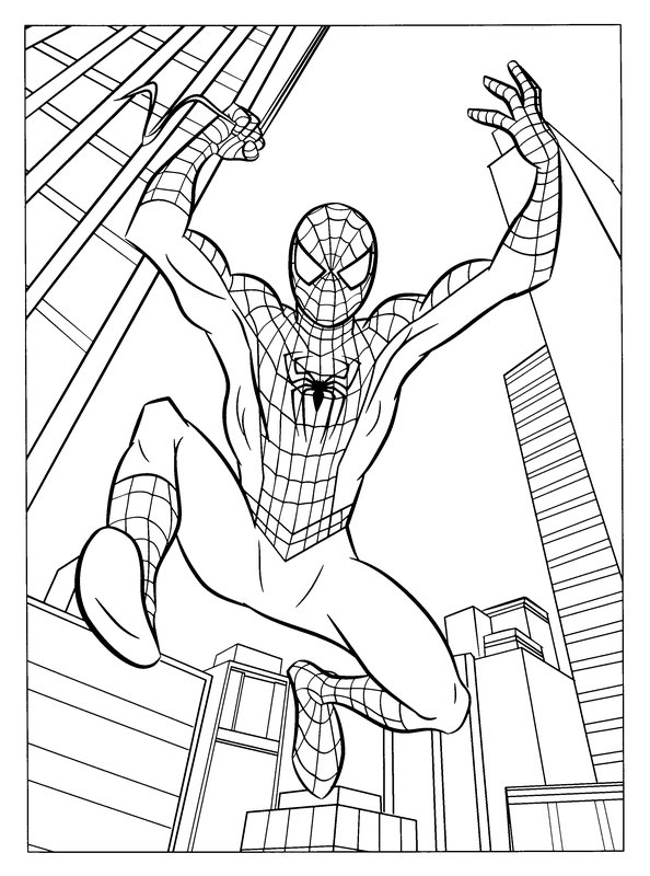 Spiderman Gebouwen coloring page for children