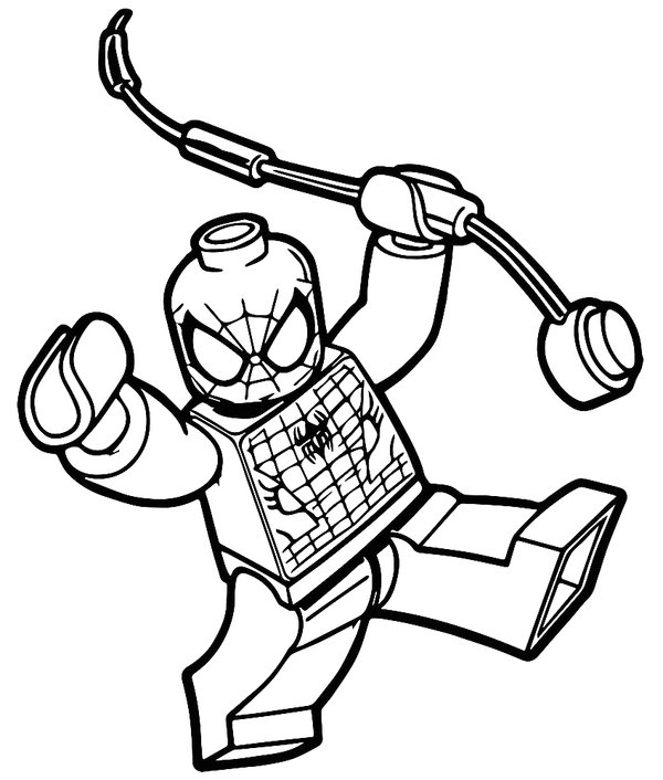 Spiderman Lego Action Figur coloring page for children