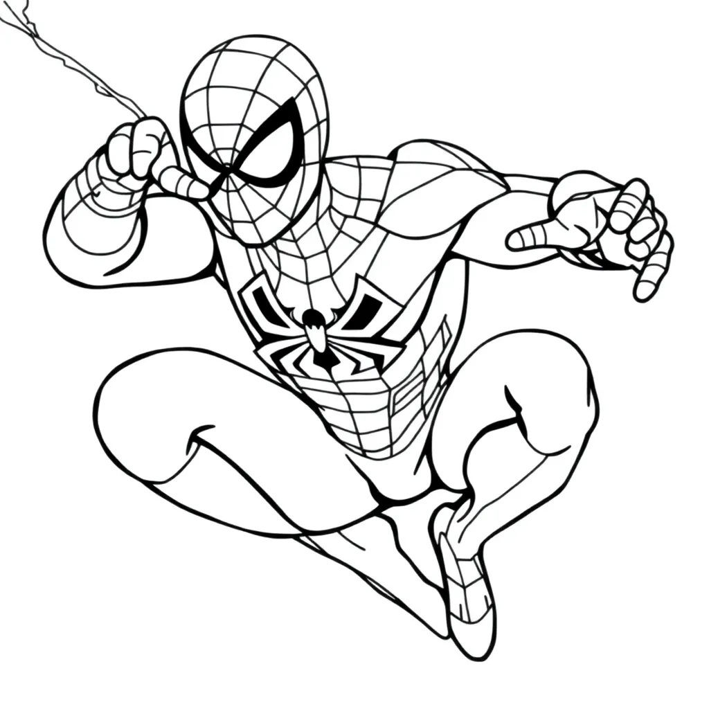 Spiderman Marvel Superheld Actie Tekenen coloring page for children