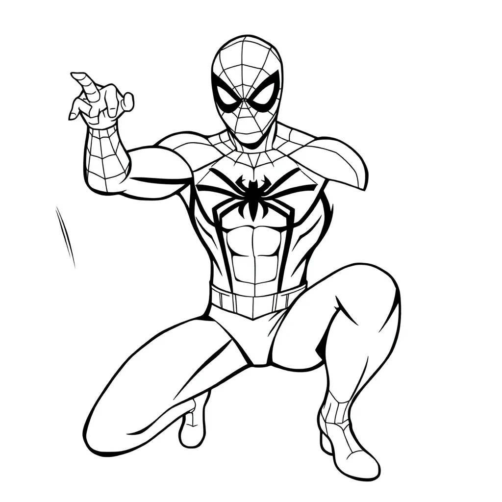 Spiderman Marvel Superheld Actie Tekenen coloring page for children