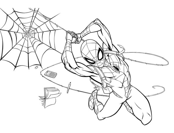 Spiderman mit Spinnennetz coloring page for children