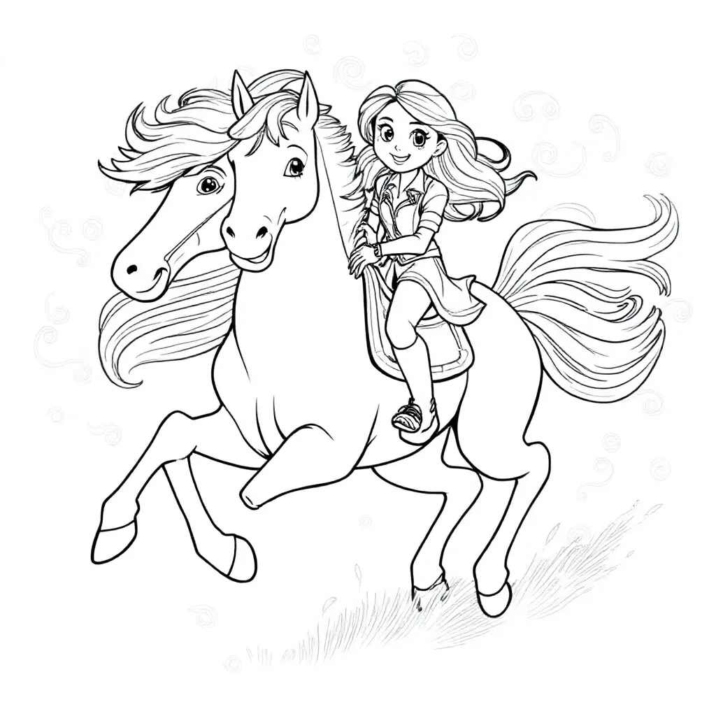 spirit en luky coloring page for children