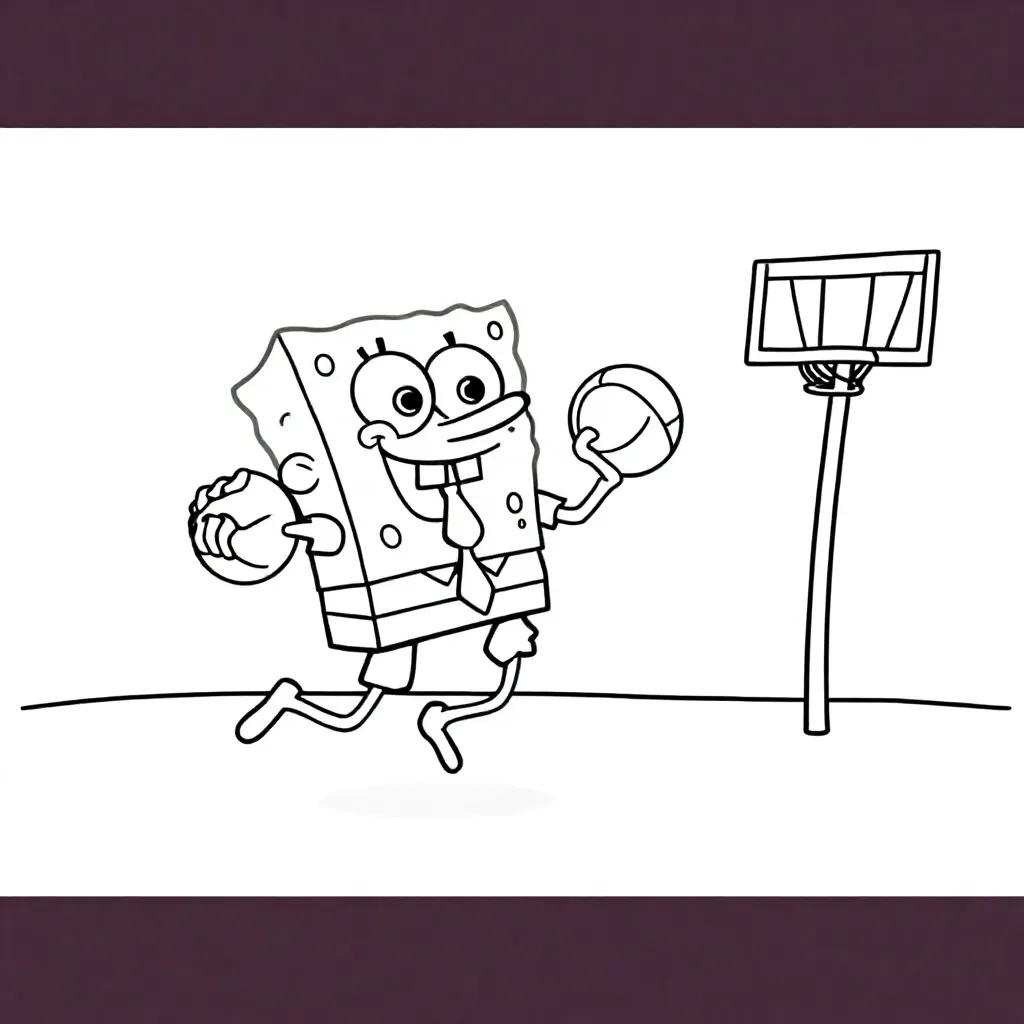 Free SpongeBob SquarePants Korfball Coloring Page for Kids
