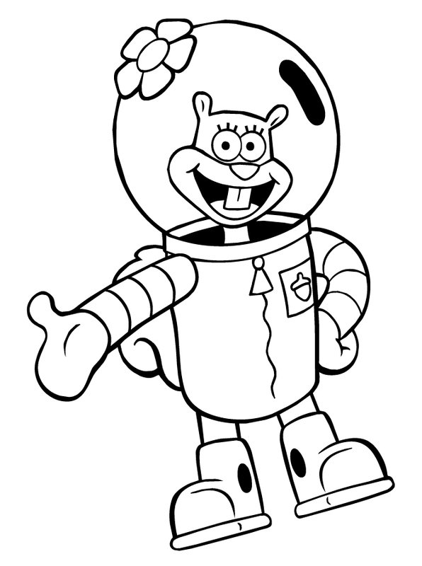 Spongebob Happy Sandy Cheeks coloring page for children