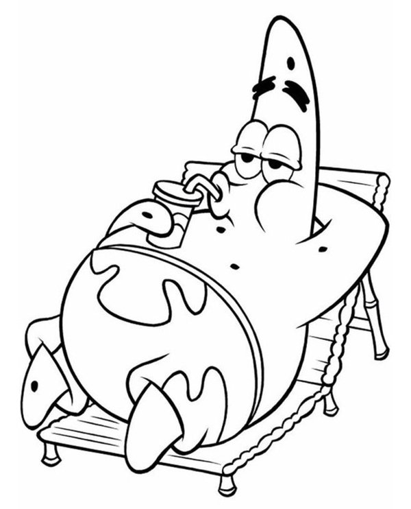 Spongebob Patrick auf einer Sonnenbank coloring page for children