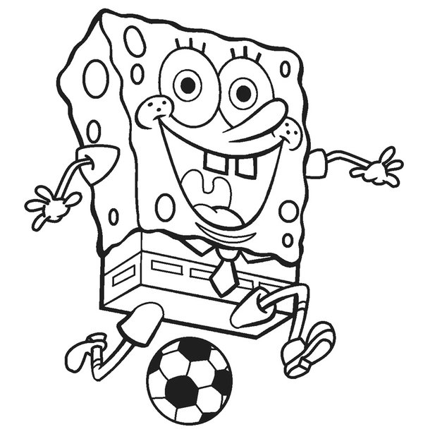 Spongebob Playing Soccer coloring page for children