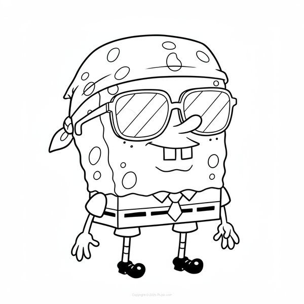 Spongebob Wearing a Bandana coloring page for children