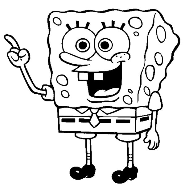 Coloring page SpongeBob pointing with finger
