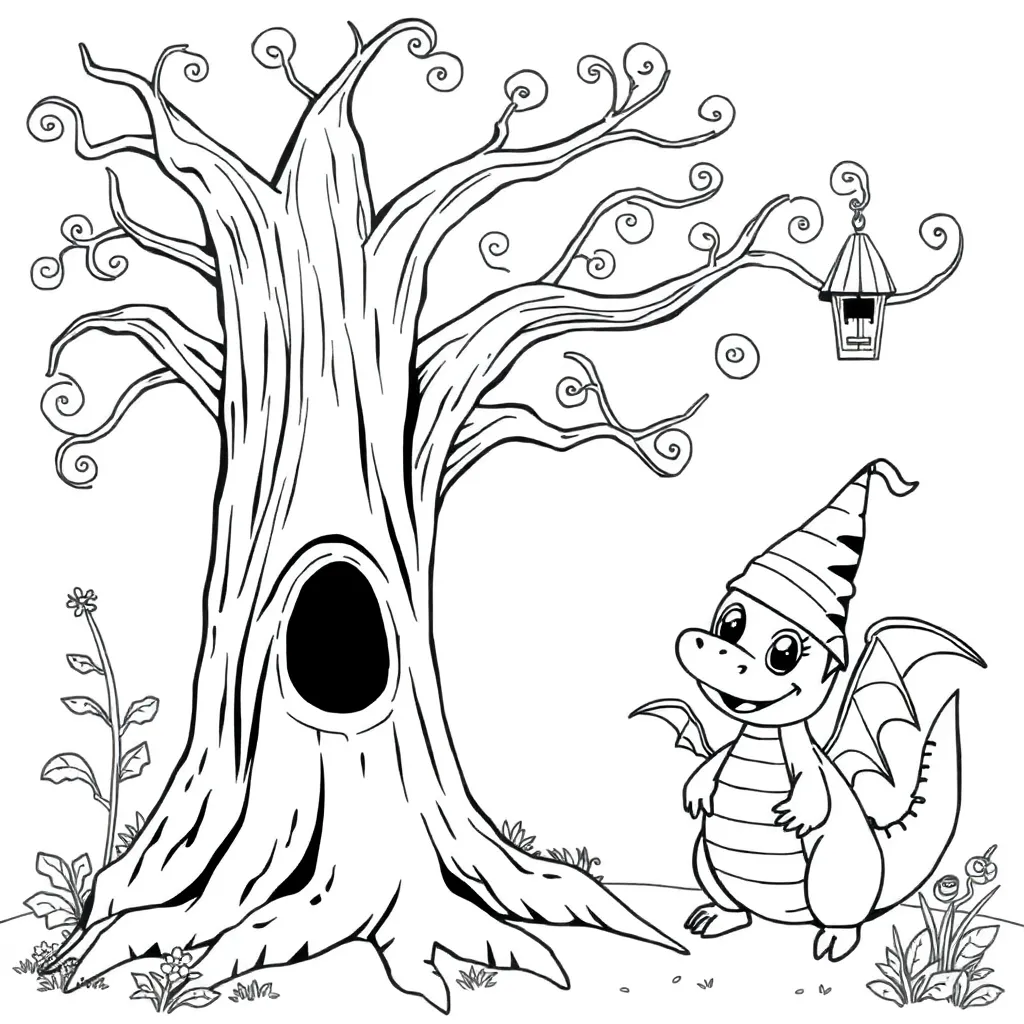 Sprookjesboom Fantasie Magisch Kinderkunst Avontuur coloring page for children