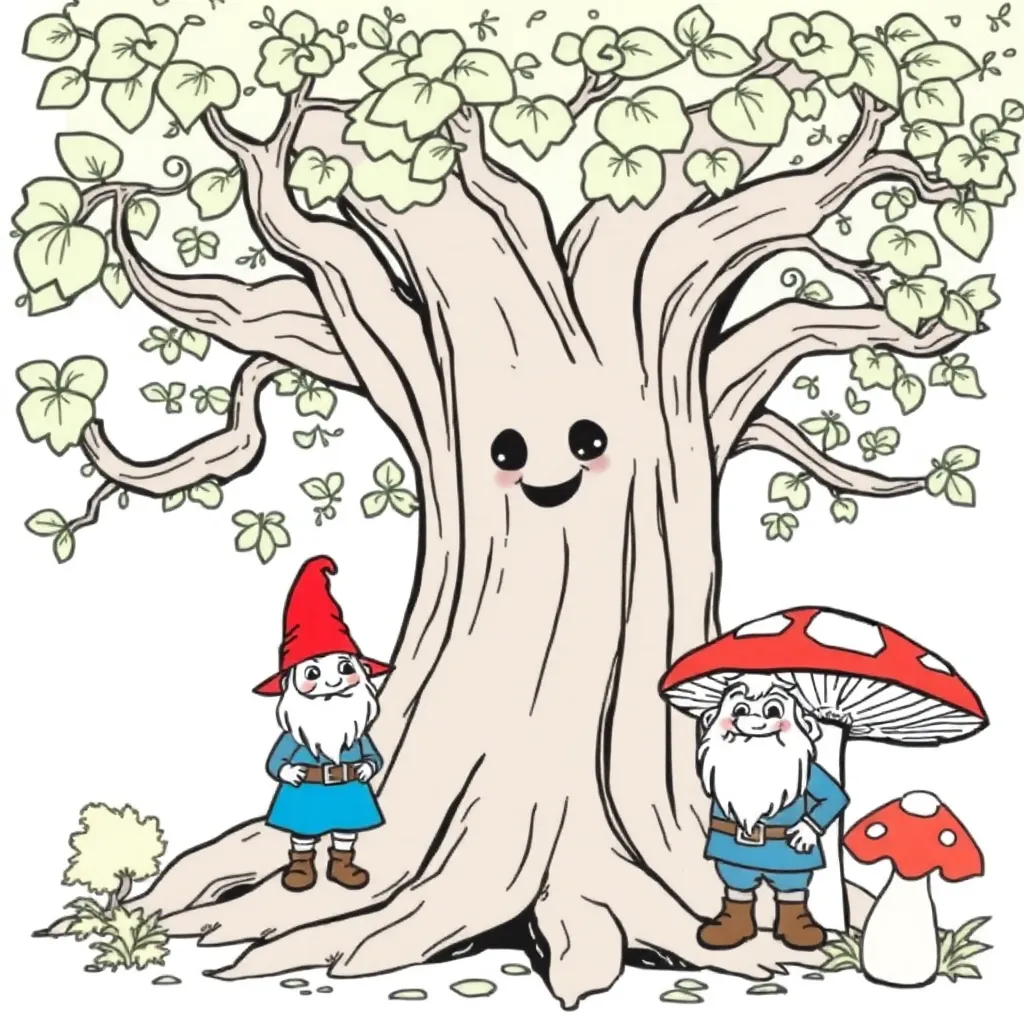 Sprookjesboom Fantasie Magisch Natuur Avontuur coloring page for children