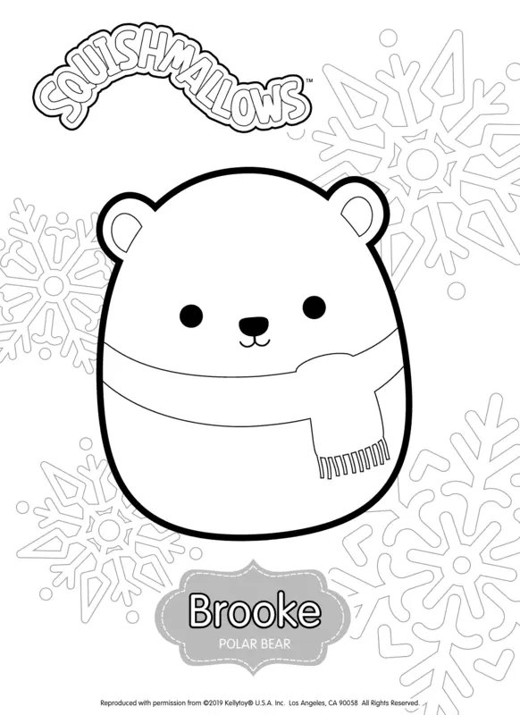 Squishmallows Brooke Polar Bear coloring page for children
