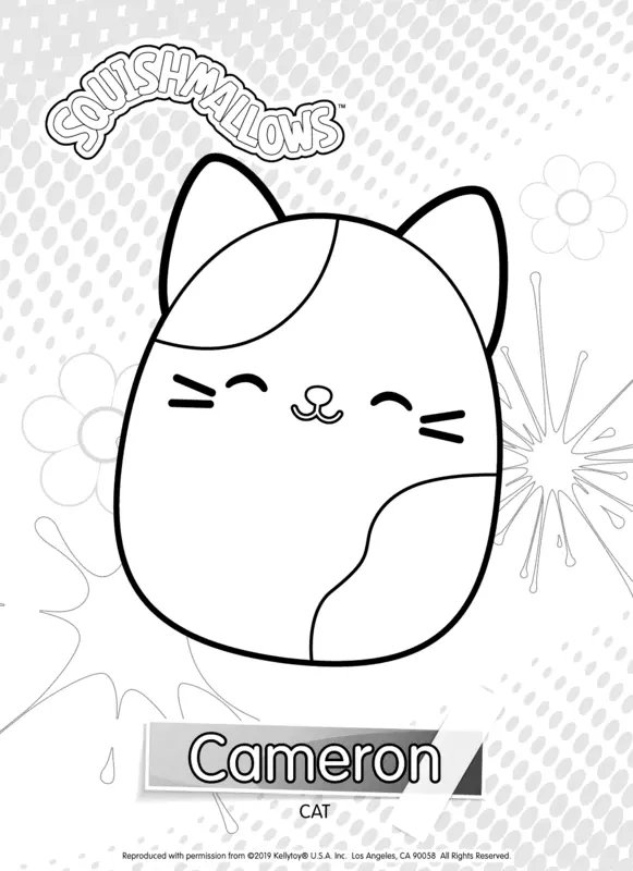 Squishmallows Cat Cameron coloring page for children