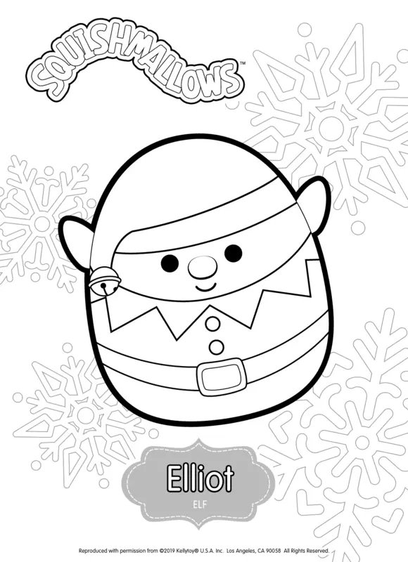 Squishmallows Elliot Elf coloring page for children