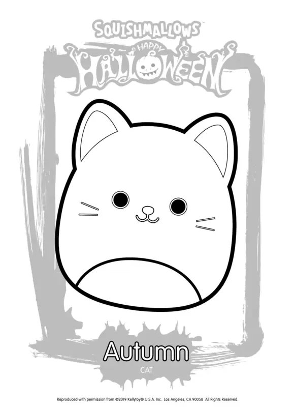 Squishmallows Halloween Autumn Cat coloring page for children