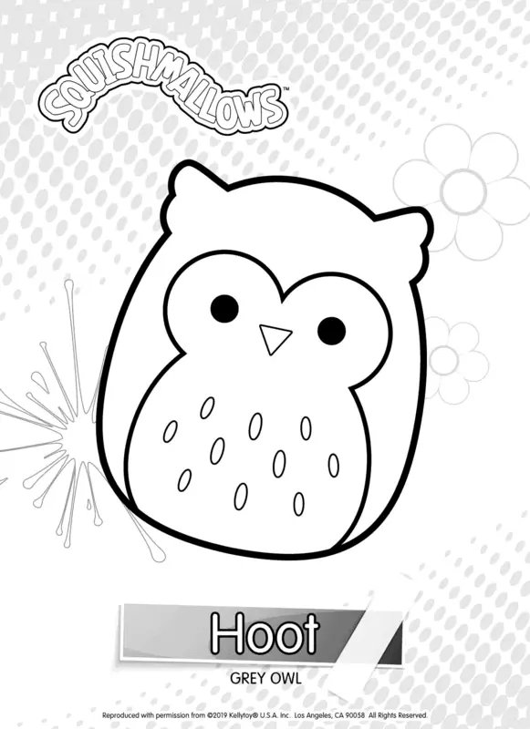 Feuille de coloriage Squishmallows Hoot le Hibou Gris