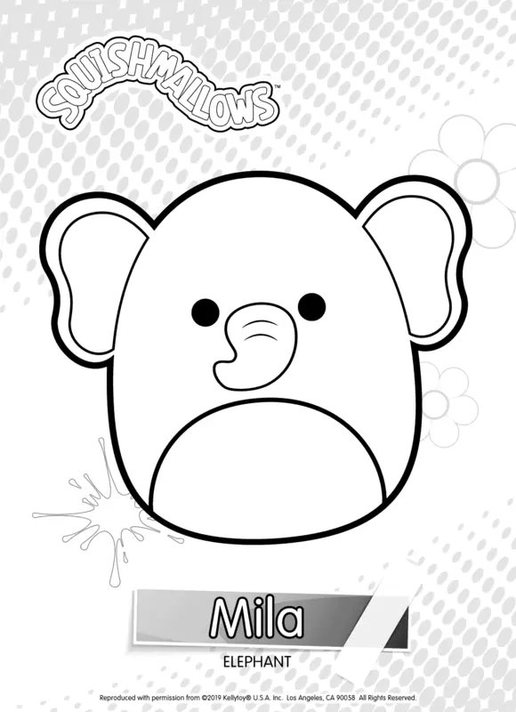 Squishmallows Mila Elephant coloring page for children