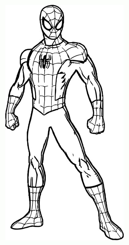 Staande Spiderman coloring page for children