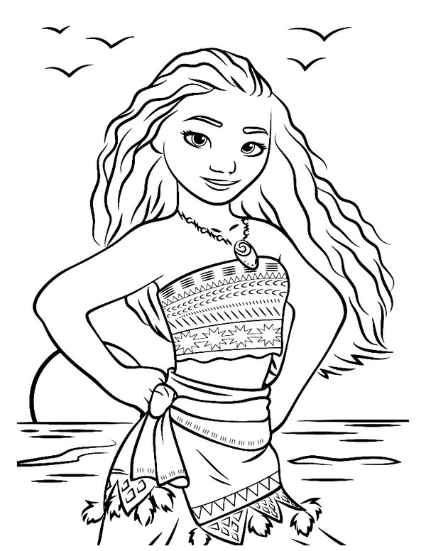 Staande Vaiana Strand coloring page for children