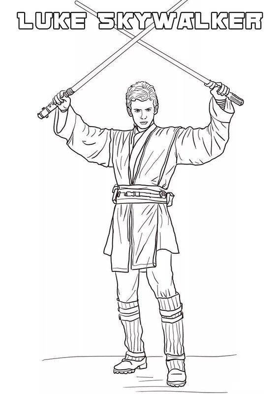 Star Wars Luke Skywalker coloring page for children