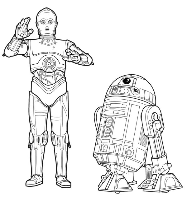 Star Wars R2 D2 C 3Po coloring page for children