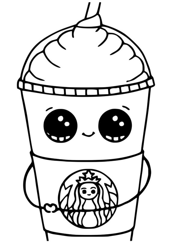 Starbucks Kawaii coloring page for children