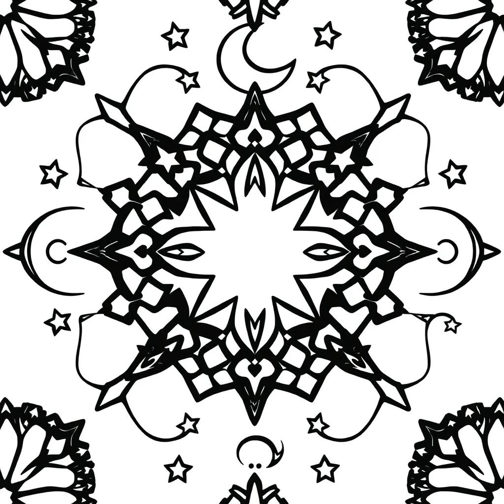 Sterren Maan Nacht Ontspanning Therapeutisch coloring page for children