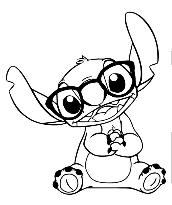 Stich Niedlich Tragen einer Brille coloring page for children