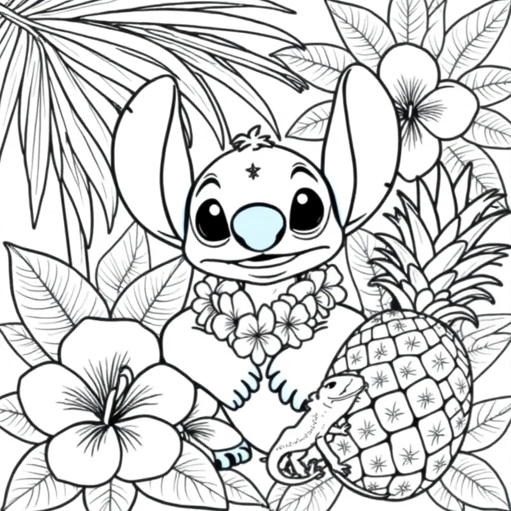 Stitch coloring page for children