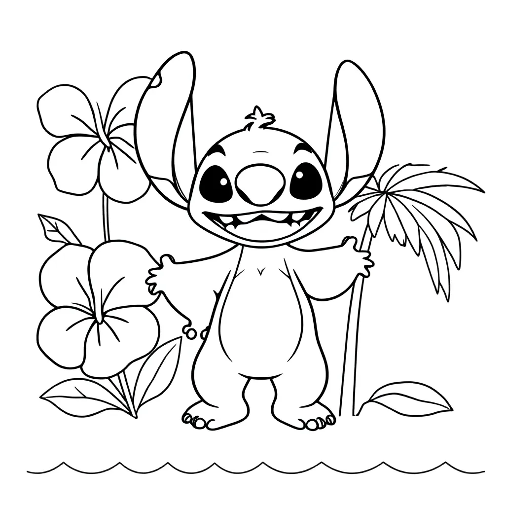 Stitch coloring page for children